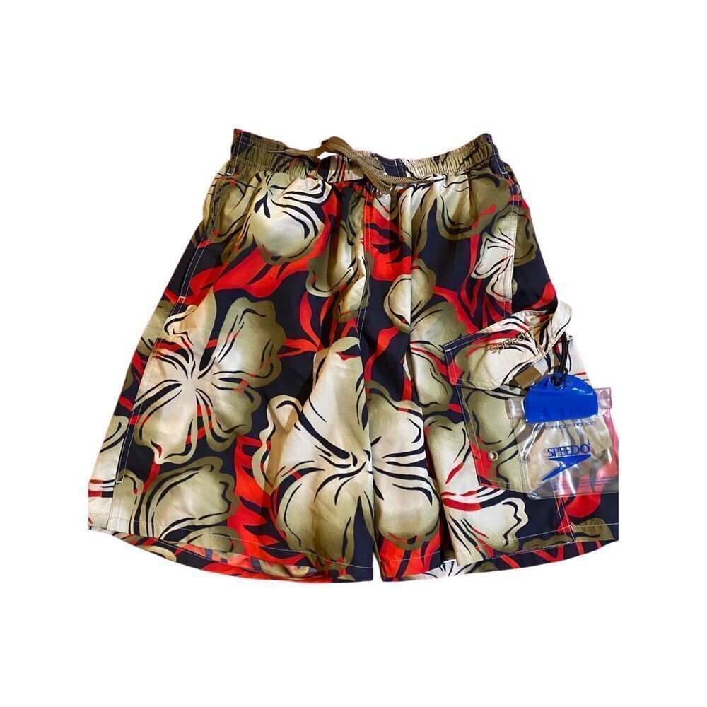 Speedo Mens Hawaiian Hibiscus Swim/ Board Shorts Size Medium